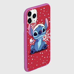 Чехол iPhone 11 Pro матовый Новогодний Стич, цвет: 3D-фиолетовый — фото 2