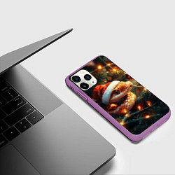 Чехол iPhone 11 Pro матовый Оранжевая новогодняя змея, цвет: 3D-фиолетовый — фото 2