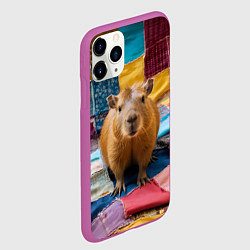 Чехол iPhone 11 Pro матовый Капибара и пэчворк, цвет: 3D-фиолетовый — фото 2