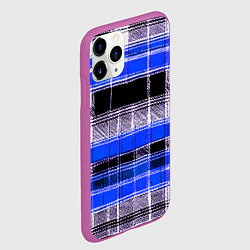 Чехол iPhone 11 Pro матовый Белые полосы на чёрно-синем фоне, цвет: 3D-фиолетовый — фото 2