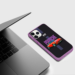 Чехол iPhone 11 Pro матовый Porsche 911 cпортивный немецкий автомобиль, цвет: 3D-фиолетовый — фото 2