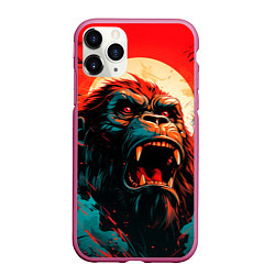 Чехол iPhone 11 Pro матовый King Kong roar, цвет: 3D-малиновый