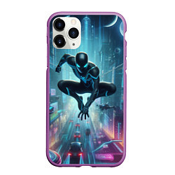 Чехол iPhone 11 Pro матовый Spider-man in the neon metropolis