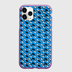 Чехол iPhone 11 Pro матовый Чёрно-белые фигуры на синем фоне