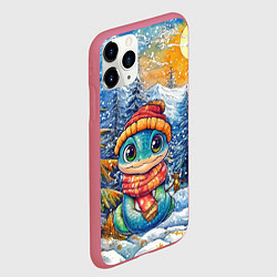 Чехол iPhone 11 Pro матовый Змейка новогодняя в шапке и шарфе, цвет: 3D-малиновый — фото 2