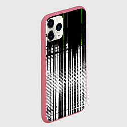 Чехол iPhone 11 Pro матовый Зелёно-чёрный гранж на белом фоне, цвет: 3D-малиновый — фото 2