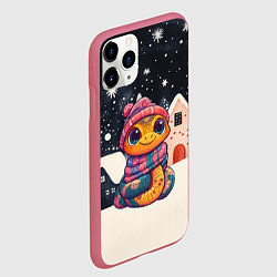 Чехол iPhone 11 Pro матовый Милая новогодняя змейка 2025, цвет: 3D-малиновый — фото 2