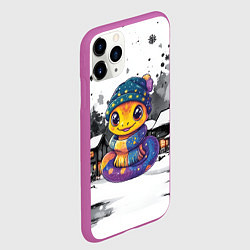 Чехол iPhone 11 Pro матовый Новогодняя змейка 2025 год, цвет: 3D-фиолетовый — фото 2