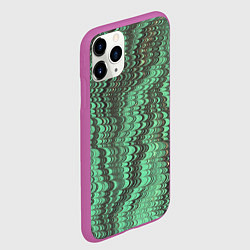 Чехол iPhone 11 Pro матовый Разводы в зеленом цвете, цвет: 3D-фиолетовый — фото 2