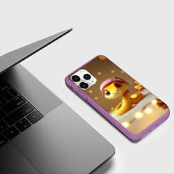 Чехол iPhone 11 Pro матовый Желтая праздничная змейка, цвет: 3D-фиолетовый — фото 2