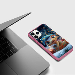 Чехол iPhone 11 Pro матовый Загадочная новогодняя змея, цвет: 3D-малиновый — фото 2