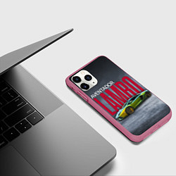 Чехол iPhone 11 Pro матовый Итальянский гиперкар Lambo Aventador, цвет: 3D-малиновый — фото 2