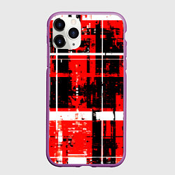 Чехол iPhone 11 Pro матовый Красно-белый гранж на чёрном фоне