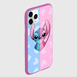 Чехол iPhone 11 Pro матовый Стич и Ангел, цвет: 3D-фиолетовый — фото 2