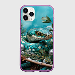 Чехол iPhone 11 Pro матовый Зеленая змея новый год