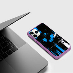 Чехол iPhone 11 Pro матовый Сине-белый гранж на чёрном фоне, цвет: 3D-фиолетовый — фото 2