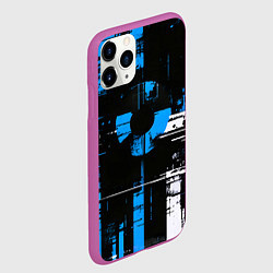 Чехол iPhone 11 Pro матовый Сине-белый гранж на чёрном фоне, цвет: 3D-фиолетовый — фото 2