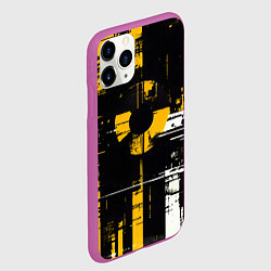 Чехол iPhone 11 Pro матовый Жёлто-белый гранж на чёрном фоне, цвет: 3D-фиолетовый — фото 2