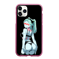 Чехол iPhone 11 Pro матовый Rebecca waifu - Cyberpunk, цвет: 3D-малиновый