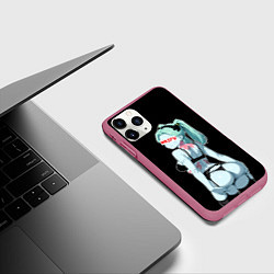 Чехол iPhone 11 Pro матовый Rebecca waifu - Cyberpunk, цвет: 3D-малиновый — фото 2