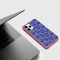 Чехол iPhone 11 Pro матовый Паттерн с трубопроводом и узлами, цвет: 3D-малиновый — фото 2