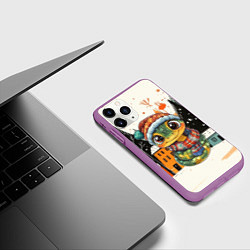 Чехол iPhone 11 Pro матовый Новогодняя змейка в шарфике, цвет: 3D-фиолетовый — фото 2