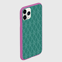 Чехол iPhone 11 Pro матовый Бирюзово зеленый геометрический абстрактный узор, цвет: 3D-фиолетовый — фото 2