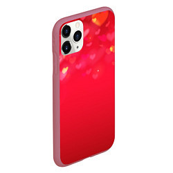 Чехол iPhone 11 Pro матовый Красный градиент с падающими сердечками, цвет: 3D-малиновый — фото 2