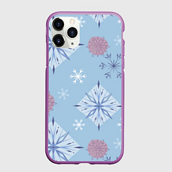 Чехол iPhone 11 Pro матовый Снежинки Эльзы
