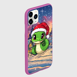 Чехол iPhone 11 Pro матовый Маленькая змейка в новогодней шапочке, цвет: 3D-фиолетовый — фото 2