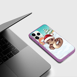 Чехол iPhone 11 Pro матовый Новогодняя праздничная змейка 2025, цвет: 3D-фиолетовый — фото 2