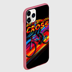 Чехол iPhone 11 Pro матовый Bicycle moto cross, цвет: 3D-малиновый — фото 2