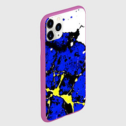 Чехол iPhone 11 Pro матовый Сине-жёлтая абстракция на белом фоне, цвет: 3D-фиолетовый — фото 2