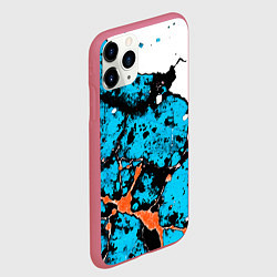 Чехол iPhone 11 Pro матовый Оранжево-голубая абстракция на белом фоне, цвет: 3D-малиновый — фото 2