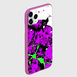 Чехол iPhone 11 Pro матовый Зелёно-розовая абстракция на белом фоне, цвет: 3D-фиолетовый — фото 2