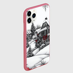 Чехол iPhone 11 Pro матовый Бело-красное новогоднее настроение, цвет: 3D-малиновый — фото 2