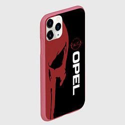 Чехол iPhone 11 Pro матовый Опель и череп, цвет: 3D-малиновый — фото 2