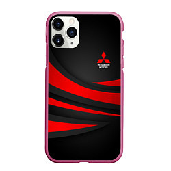 Чехол iPhone 11 Pro матовый Mitsubishi - красная волна