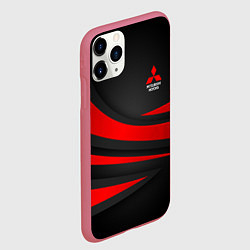 Чехол iPhone 11 Pro матовый Mitsubishi - красная волна, цвет: 3D-малиновый — фото 2