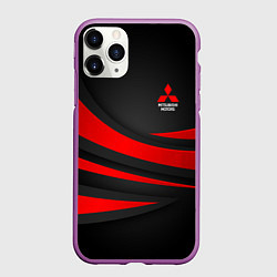 Чехол iPhone 11 Pro матовый Mitsubishi - красная волна, цвет: 3D-фиолетовый