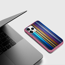 Чехол iPhone 11 Pro матовый Яркие вертикальные линии, цвет: 3D-малиновый — фото 2