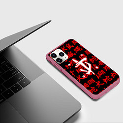 Чехол iPhone 11 Pro матовый Doom japan, цвет: 3D-малиновый — фото 2