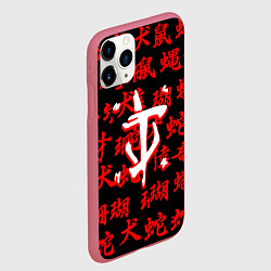 Чехол iPhone 11 Pro матовый Doom japan, цвет: 3D-малиновый — фото 2
