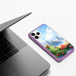 Чехол iPhone 11 Pro матовый Новогодний дневной пейзаж, цвет: 3D-фиолетовый — фото 2