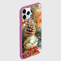 Чехол iPhone 11 Pro матовый Новогодняя атрибутика, цвет: 3D-фиолетовый — фото 2