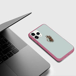 Чехол iPhone 11 Pro матовый Сердце из денег доллар с сосудами, цвет: 3D-малиновый — фото 2