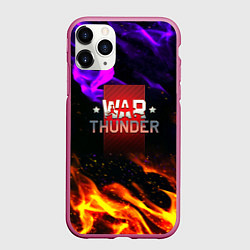 Чехол iPhone 11 Pro матовый Warthunder neon flame, цвет: 3D-малиновый