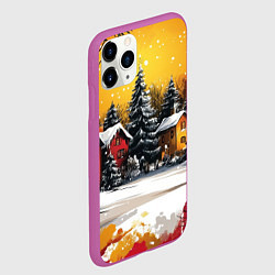 Чехол iPhone 11 Pro матовый Новогодний двор, цвет: 3D-фиолетовый — фото 2