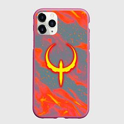 Чехол iPhone 11 Pro матовый Quake огонь лого, цвет: 3D-малиновый
