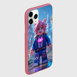 Чехол iPhone 11 Pro матовый Roblox pink hair, цвет: 3D-малиновый — фото 2